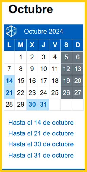 Calendario-contribuyente fechas octubre